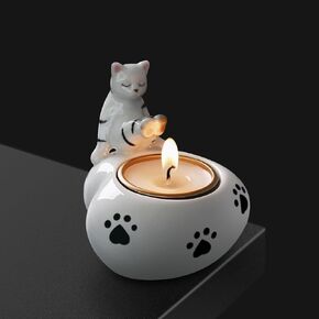 Tealight Candle Holder, Ceramic Cat Candle Holder for Table Display, Decorative Candle Sticks Holder, Tea Light Holder Gift for Cat Lovers, Party & Housewarming (Candle not Included) in Saudi Arabia