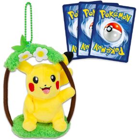 مجموعة مفاتيح Pikachu Plush - حزمة مع حلقة مفتاح Plushie Plus Pokemon Trading Cards | مقاطع كيس مفاتيح بوكيمون أفخم in Saudi Arabia