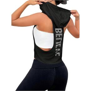 Sweatyrocks Women Olcyless Low Cut Racerback Hoodies Tops Tops Fricked Croped Conks مع جيب in Kuwait
