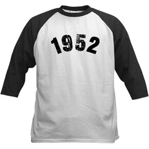 CafePress 1952 Year Vintage Baseball Jersey Kids Cotton Baseball Jersey, 3/4 Raglan Sleeve Shirt in Saudi Arabia