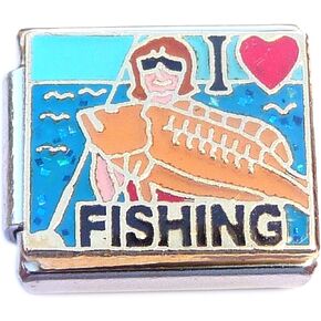I Love Fishing Italian Charm in Kuwait