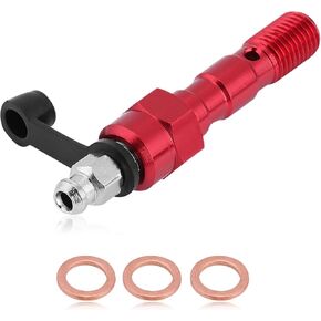 Banjo Bolt, Universal M10x1.25mm Brake Cylinder Bleeder Screw Caliper Screw Banjo Bolt Bleed Nipple with Dust Cap Replacement for Motorcycle (Red) in Kuwait