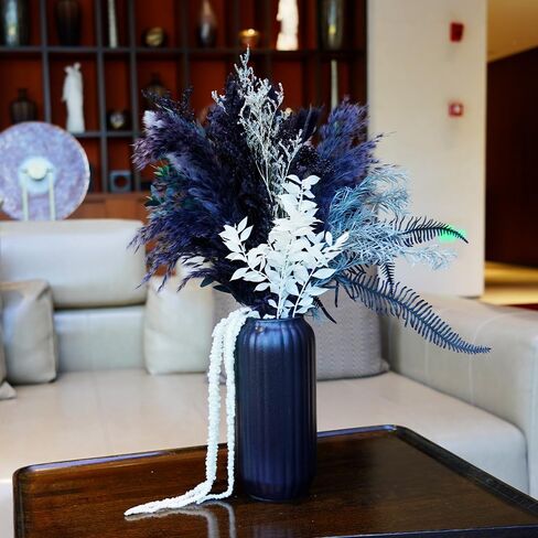 YNWYH Natural Pampas Grass Decor with Ceramic Vase Boho Home Decor Bouquet Phragmites Dried Flowers Bouquet for Home Decor, Wedding, Easter, Housewarming Gift (Black) in Kuwait
