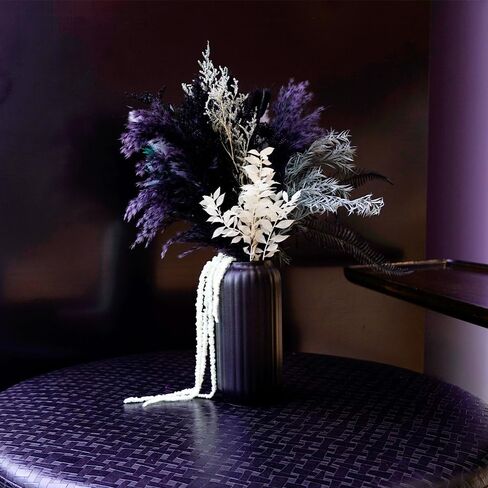 YNWYH Natural Pampas Grass Decor with Ceramic Vase Boho Home Decor Bouquet Phragmites Dried Flowers Bouquet for Home Decor, Wedding, Easter, Housewarming Gift (Black) in Kuwait