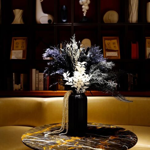 YNWYH Natural Pampas Grass Decor with Ceramic Vase Boho Home Decor Bouquet Phragmites Dried Flowers Bouquet for Home Decor, Wedding, Easter, Housewarming Gift (Black) in Kuwait