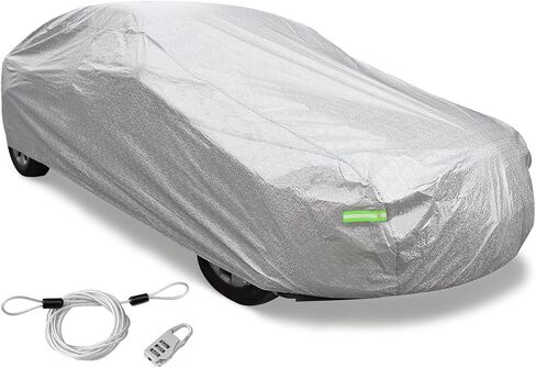 ACROPIX Aluminum Foil Car Cover Waterproof Snowproof UV Protection Windproof Outdoor Full Car Cover Universal Fit for Sedan Length 217" 218" 219" 220" 221" 222" 223" 224" in Saudi Arabia