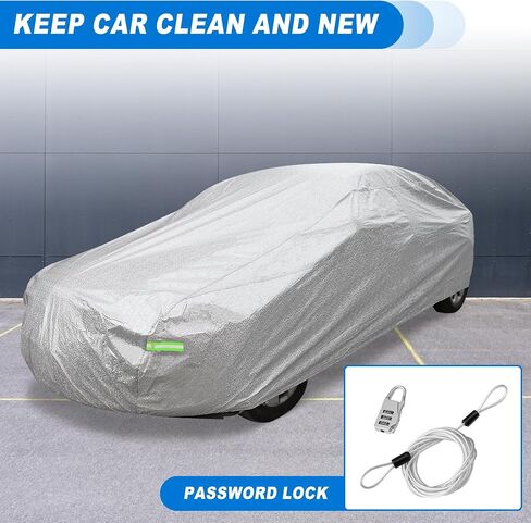 ACROPIX Aluminum Foil Car Cover Waterproof Snowproof UV Protection Windproof Outdoor Full Car Cover Universal Fit for Sedan Length 217" 218" 219" 220" 221" 222" 223" 224" in Saudi Arabia