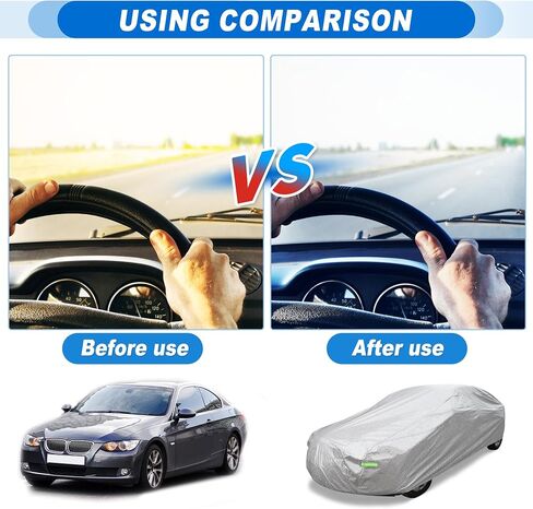 ACROPIX Aluminum Foil Car Cover Waterproof Snowproof UV Protection Windproof Outdoor Full Car Cover Universal Fit for Sedan Length 217" 218" 219" 220" 221" 222" 223" 224" in Saudi Arabia