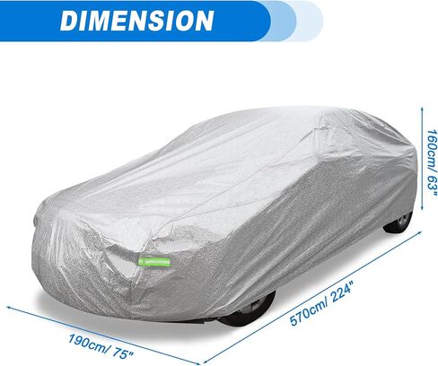 ACROPIX Aluminum Foil Car Cover Waterproof Snowproof UV Protection Windproof Outdoor Full Car Cover Universal Fit for Sedan Length 217" 218" 219" 220" 221" 222" 223" 224" in Saudi Arabia