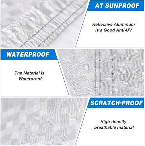 ACROPIX Aluminum Foil Car Cover Waterproof Snowproof UV Protection Windproof Outdoor Full Car Cover Universal Fit for Sedan Length 217" 218" 219" 220" 221" 222" 223" 224" in Saudi Arabia