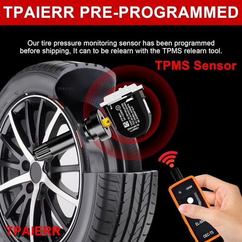 5pcs TPMS Sensor مع أداة Relearn ، 315 ميجا هرتز OE 13598771 13598772 13586335 13581558 EL-50448 نظام مراقبة ضغط الإطارات متوافق مع شيفروليه/تشيفي/سيلفرادو/GMC/بويك/كاديلاك (أسود) in Kuwait