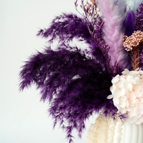 YNWYH Natural Pampas Grass Decor with Ceramic Vase Boho Home Decor Bouquet Phragmites Dried Flowers Bouquet for Home Decor, Wedding, Easter, Housewarming Gift (Black) in Kuwait