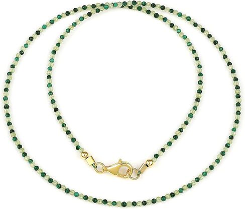 Malachite And Peridot Faceted Round Gemstone Crystal Beads (1.5-2mm) Necklace in 925 Silver lock For Women Birthdays, New Year eve (45cm) in Saudi Arabia