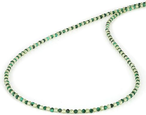 Malachite And Peridot Faceted Round Gemstone Crystal Beads (1.5-2mm) Necklace in 925 Silver lock For Women Birthdays, New Year eve (45cm) in Saudi Arabia