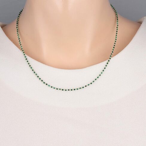 Malachite And Peridot Faceted Round Gemstone Crystal Beads (1.5-2mm) Necklace in 925 Silver lock For Women Birthdays, New Year eve (45cm) in Saudi Arabia