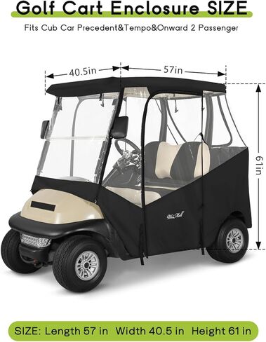 Golf Cart Enclosure 4 Passenger for Club Car DS 2+2 Enclosure Waterproof Windproof Driving Rain Cover Fit 4-Seater Short Roof with 4-Sided Clear Windows Mirror Zipper Roll-up Door Black in Saudi Arabia