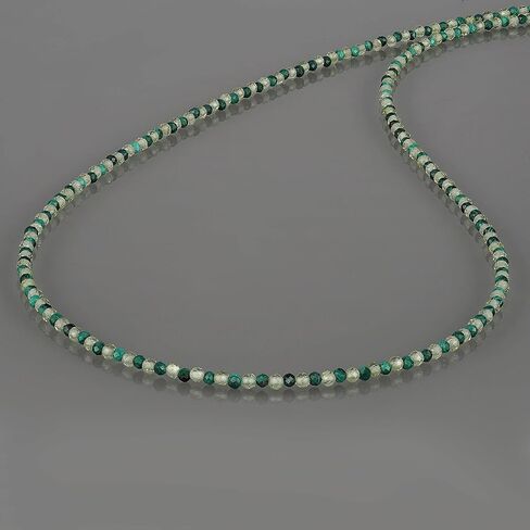 Malachite And Peridot Faceted Round Gemstone Crystal Beads (1.5-2mm) Necklace in 925 Silver lock For Women Birthdays, New Year eve (45cm) in Saudi Arabia