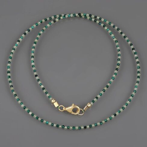 Malachite And Peridot Faceted Round Gemstone Crystal Beads (1.5-2mm) Necklace in 925 Silver lock For Women Birthdays, New Year eve (45cm) in Saudi Arabia