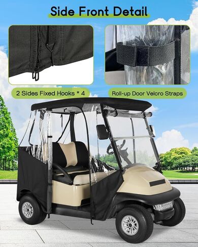 Golf Cart Enclosure 4 Passenger for Club Car DS 2+2 Enclosure Waterproof Windproof Driving Rain Cover Fit 4-Seater Short Roof with 4-Sided Clear Windows Mirror Zipper Roll-up Door Black in Saudi Arabia