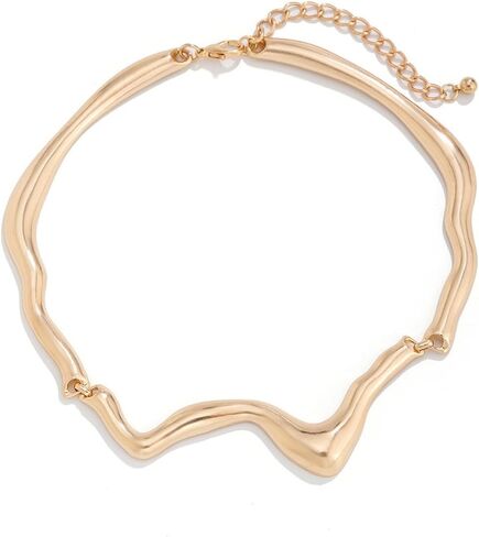 Liquid Metal Necklace for Women,Adjustable Irregular Clavicle Chain Statement Chunky Twist Punk Choker Classic Fashion Jewelry in Saudi Arabia