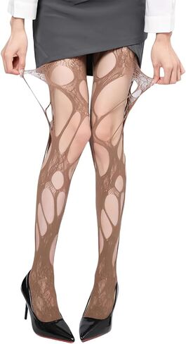 2 Pair Women's Ripped Fishnet Tights Gothic Irregular Distressed Hole Mesh Tights Stockings Y2k Lace Pantyhose in Saudi Arabia