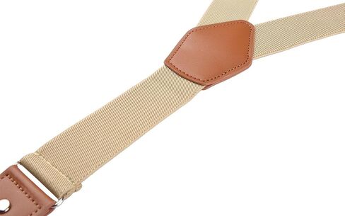 Men's Adjustable Y-Back Suspenders – Heavy-Duty Elastic Polyester & Leather with Triple Metal Clips for Jeans in Saudi Arabia