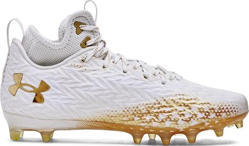 حذاء كرة قدم رجالي من Under Armour Spotlight Clone 3.0 MC باللون الأبيض والفضي المعدني in Saudi Arabia