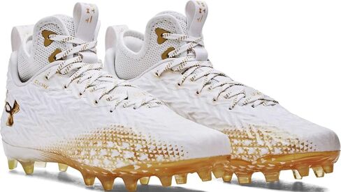 حذاء كرة قدم رجالي من Under Armour Spotlight Clone 3.0 MC باللون الأبيض والفضي المعدني in Saudi Arabia