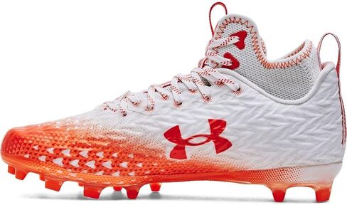 حذاء كرة قدم رجالي من Under Armour Spotlight Clone 3.0 MC باللون الأبيض والفضي المعدني in Saudi Arabia