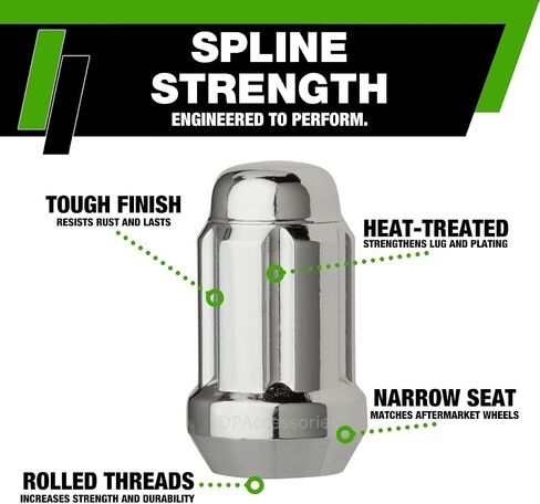 DPAccessories Lug Nuts متوافقة مع 2007-2018 Jeep Wrangler JK | Chrome OEM نمط | عجلات المصنع الألمنيوم فقط | مجموعة من 23 عجلة المكسرات | DWRA2F-CH/023 in Kuwait