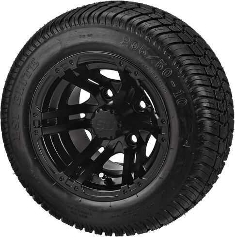 RM CART® Golf Cart Accessories - 10 "Yukon Matte Black Golf Cart Wheels و 205/50-10 Dot Low Profle Golf Cart Carbo - مجموعة من 4 in Kuwait