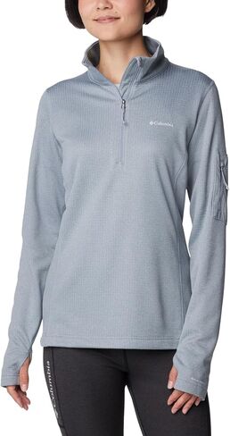 Columbia Women's Park View Grid Fleece Half Zip, Cirrus Grey, 2X Plus in Saudi Arabia