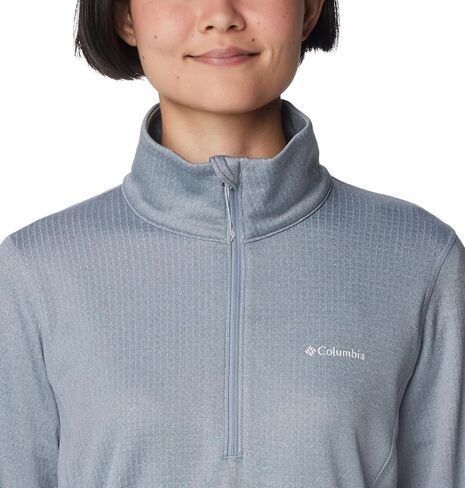 Columbia Women's Park View Grid Fleece Half Zip, Cirrus Grey, 2X Plus in Saudi Arabia