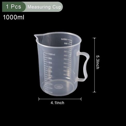 YOKIVE 1 قطعة كوب بلاستيك PP، للاستخدام المعملي | كوب قياس السوائل بمقبض، رائع للمختبر والمطبخ والاستخدام اليومي (أبيض شفاف، 500 مل) in Saudi Arabia