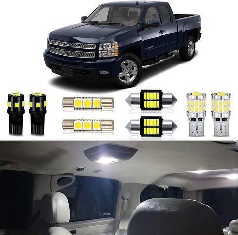 White LED Bulbs Package Kit Compatible with 1999 2000 2001 2002 2003 2004 2005 2006 Chevrolet Chevy Silverado/GMC Sierra Interior Light + License Plate Light and Install Tool, 12 Piece in Kuwait