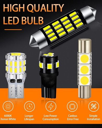 White LED Bulbs Package Kit Compatible with 1999 2000 2001 2002 2003 2004 2005 2006 Chevrolet Chevy Silverado/GMC Sierra Interior Light + License Plate Light and Install Tool, 12 Piece in Kuwait