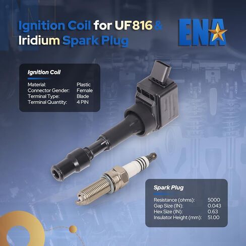 ENA Set of 4 Ignition Coil Pack 2.0L L4 Compatible with Kia Hyundai Elantra Kona Sonata Veloster Forte Koup Optima Hybrid 2017 2018 2019 2020 Replacement for 273002E601 UF816 GN10877 C985 in Kuwait