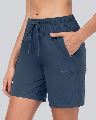 CHRLEISURE Women's Hiking Cargo Shorts, 7'' Zipper Pockets Quick Lightweight Summer Shorts for Women Athletic Golf in Kuwait