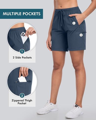 CHRLEISURE Women's Hiking Cargo Shorts, 7'' Zipper Pockets Quick Lightweight Summer Shorts for Women Athletic Golf in Kuwait