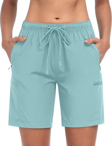 CHRLEISURE Women's Hiking Cargo Shorts, 7'' Zipper Pockets Quick Lightweight Summer Shorts for Women Athletic Golf in Kuwait