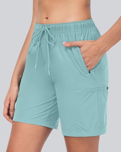 CHRLEISURE Women's Hiking Cargo Shorts, 7'' Zipper Pockets Quick Lightweight Summer Shorts for Women Athletic Golf in Kuwait