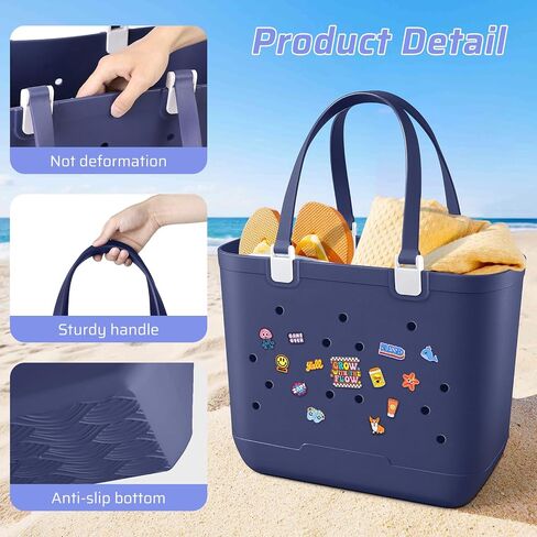 XL EVA Rubber Beach Bag, 19 x 13.7 x 9.5 inch Waterproof Tote Bag, Durable Washable Beach Tote Handbag for Travel in Saudi Arabia