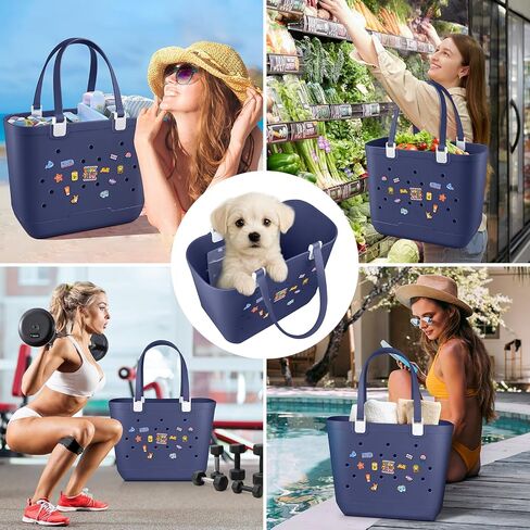 XL EVA Rubber Beach Bag, 19 x 13.7 x 9.5 inch Waterproof Tote Bag, Durable Washable Beach Tote Handbag for Travel in Saudi Arabia