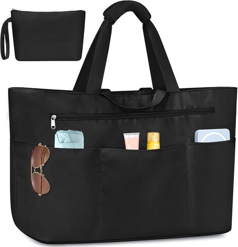 HUANLANG Large Beach Tote Bags for Women Men,Big Beach Bag with Zipper Wet Pocket,Extra Large Tote Bag for Travel Pool in Kuwait