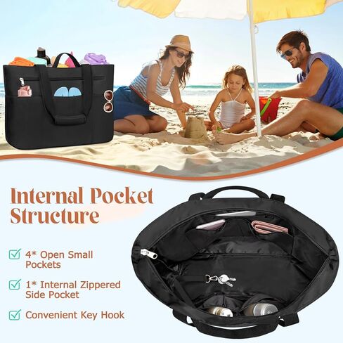 HUANLANG Large Beach Tote Bags for Women Men,Big Beach Bag with Zipper Wet Pocket,Extra Large Tote Bag for Travel Pool in Kuwait