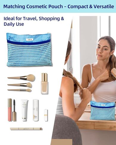 Mesh Beach Tote Bag Packable,2025 New 2-in-1 Large Lightweight Foldable Beach Bags with Multiple Pockets for Women in Kuwait