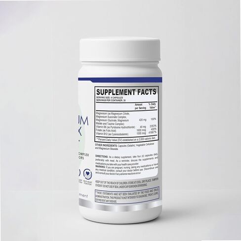 M+S Magnesium Complex – 420 mg of Magnesium Glycinate, Magnesium Citrate, Magnesium Malate, Promotes Healthy Bones, Supports Nerve and Muscle Functions – Fast Absorption, Non-GMO, Vegan in Saudi Arabia