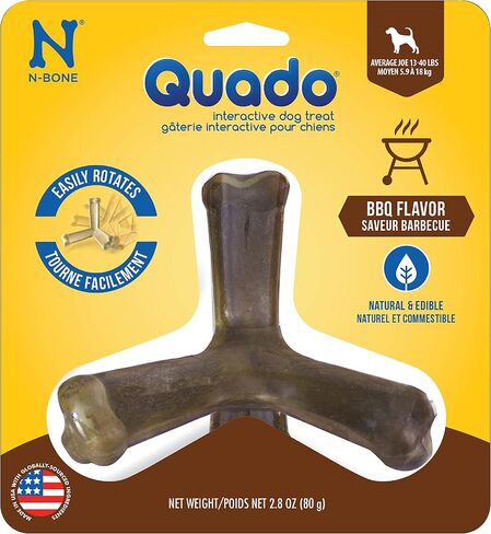 مضغ تفاعلي N-Bone Quado، نكهة الفول السوداني، جو متوسط، 2.8 أونصة، طبيعي، متوسط ​​(عبوة من قطعة واحدة) in Kuwait
