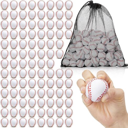 100 Pcs Mini Training Foam Baseballs Soft Baseballs with Storage Bag Practice Baseballs for Hitting Pitching Machines Batting Accuracy Indoor Outdoor Sports Teenager Players Play(Yellow) in Saudi Arabia