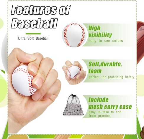 100 Pcs Mini Training Foam Baseballs Soft Baseballs with Storage Bag Practice Baseballs for Hitting Pitching Machines Batting Accuracy Indoor Outdoor Sports Teenager Players Play(Yellow) in Saudi Arabia